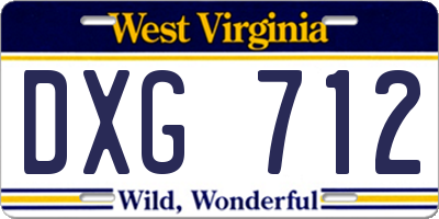 WV license plate DXG712
