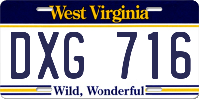 WV license plate DXG716