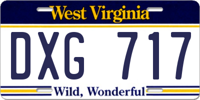 WV license plate DXG717