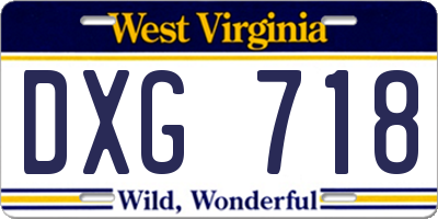 WV license plate DXG718