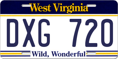 WV license plate DXG720