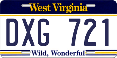 WV license plate DXG721
