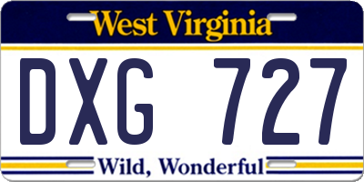 WV license plate DXG727