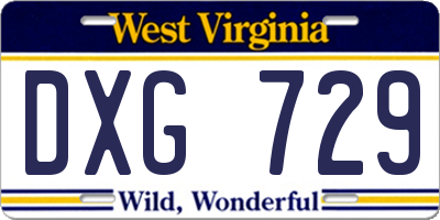 WV license plate DXG729
