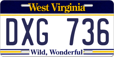 WV license plate DXG736
