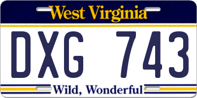 WV license plate DXG743