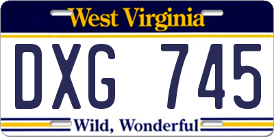 WV license plate DXG745