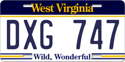 WV license plate DXG747