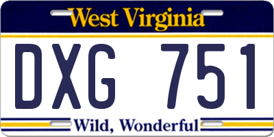 WV license plate DXG751