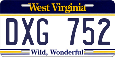 WV license plate DXG752