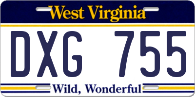 WV license plate DXG755