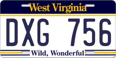 WV license plate DXG756