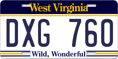 WV license plate DXG760