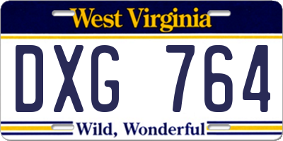 WV license plate DXG764