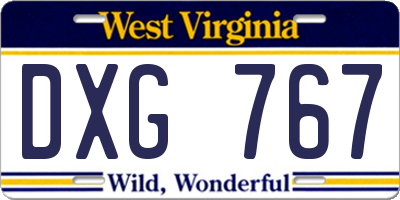 WV license plate DXG767