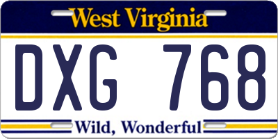 WV license plate DXG768