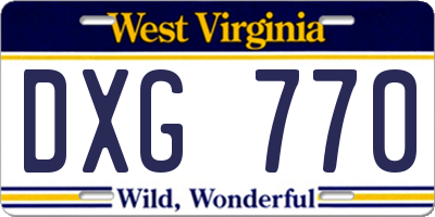 WV license plate DXG770