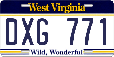 WV license plate DXG771
