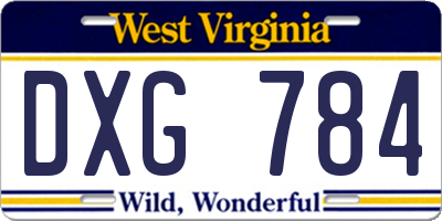 WV license plate DXG784