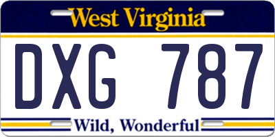 WV license plate DXG787