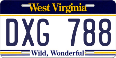 WV license plate DXG788