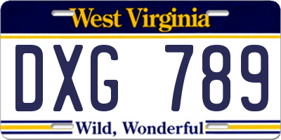 WV license plate DXG789
