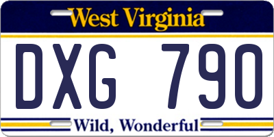 WV license plate DXG790