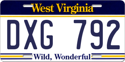 WV license plate DXG792