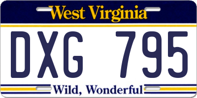WV license plate DXG795