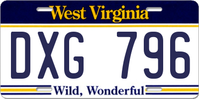 WV license plate DXG796
