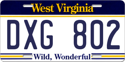 WV license plate DXG802