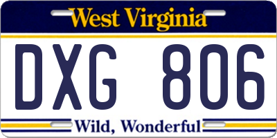 WV license plate DXG806