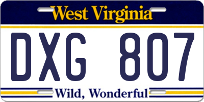 WV license plate DXG807