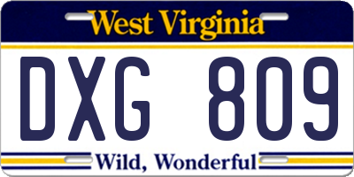 WV license plate DXG809