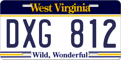 WV license plate DXG812