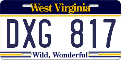 WV license plate DXG817