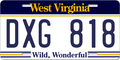 WV license plate DXG818