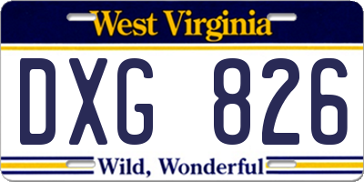 WV license plate DXG826