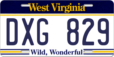 WV license plate DXG829