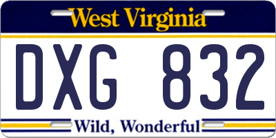 WV license plate DXG832