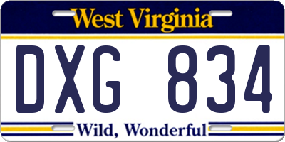WV license plate DXG834