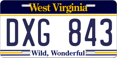 WV license plate DXG843