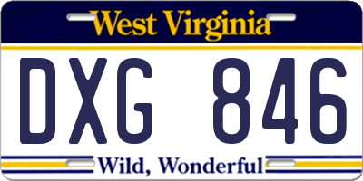 WV license plate DXG846