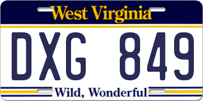 WV license plate DXG849