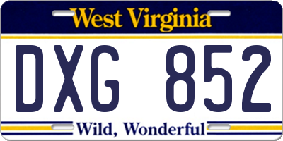 WV license plate DXG852