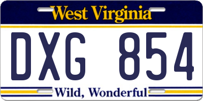 WV license plate DXG854