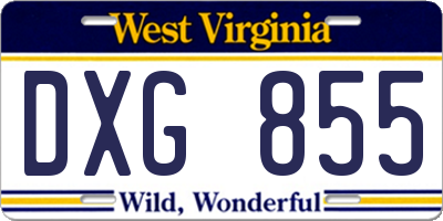 WV license plate DXG855