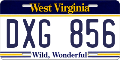WV license plate DXG856