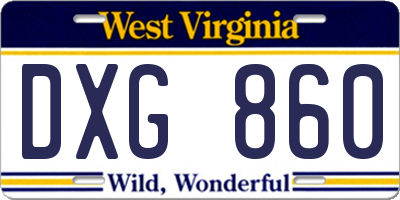 WV license plate DXG860