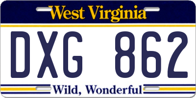 WV license plate DXG862
